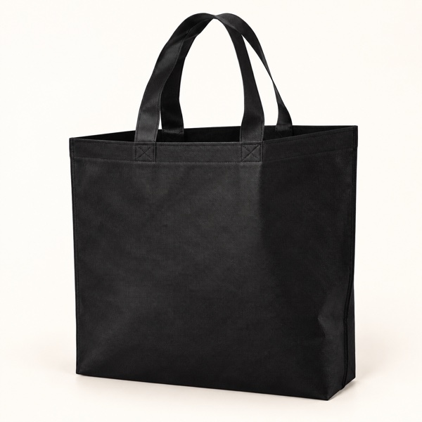Sac non tissé Noir à anse et soufflet – 50×50+10