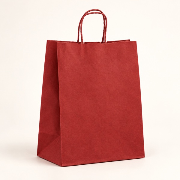 Sac Papier Grenat Premium à Poignées Torsadées – 16x8x22