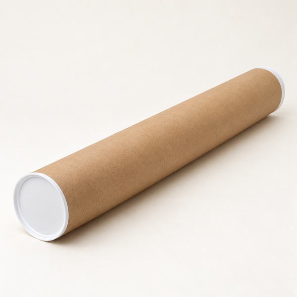 Tube en carton Ø 76mm – 70cm – Couvercles Blancs